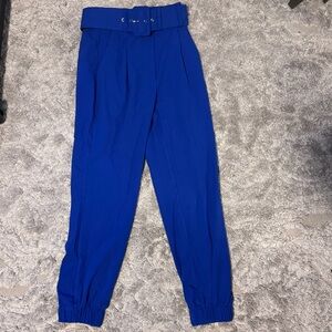 New York & Company Royal Blue High-Waisted Belted Pants